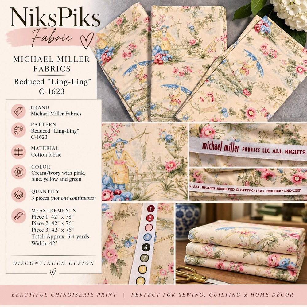 Michael Miller Reduced Ling-Ling Fabric C-1623 Chinoiserie 3 Pieces 6.4 Yards